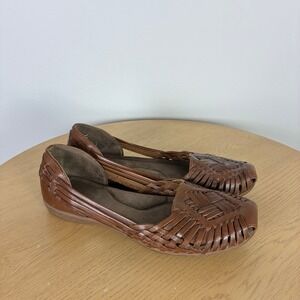 Natural Soul Naturalizer Leather Woven Huarache Fisherman Flats Shoes Women's 9